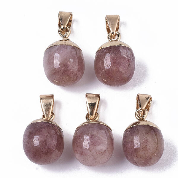 Top Golden Plated Natural Strawberry Quartz Pendants