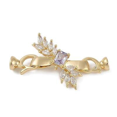 Brass Micro Pave Clear Cubic Zirconia Fold Over Clasps