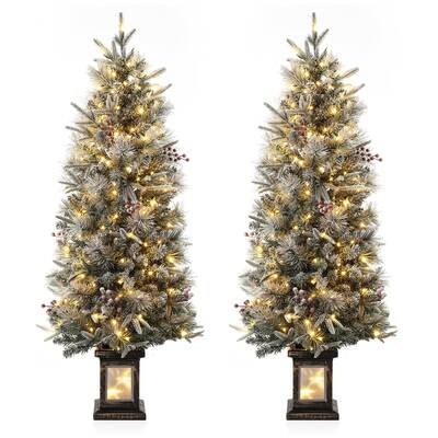 Garvee 4.5ft Christmas Tree, Pre Lit Snow Flocked Artificial Christmas Tree with 200 LED Lights & 8 Lighting Modes, Premium X...