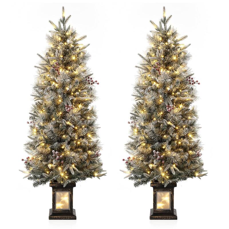 Garvee 4.5ft Christmas Tree, Pre Lit Snow Flocked Artificial Christmas Tree with 200 LED Lights & 8 Lighting Modes, Premium X...