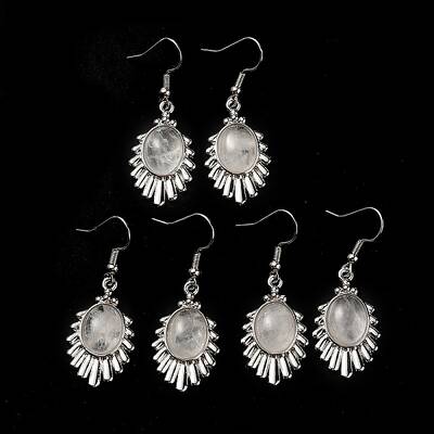 Natural Quartz Crystal Teardrop Dangle Earrings