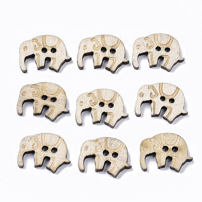 2-Hole Carved Wooden Buttons