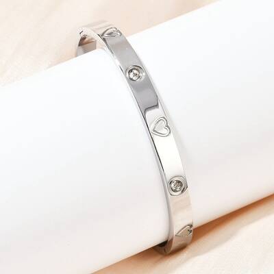 201 Stainless Steel with Rhinestone Bangles for Women