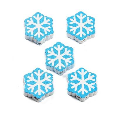 Christmas Theme Printed Wood Beads