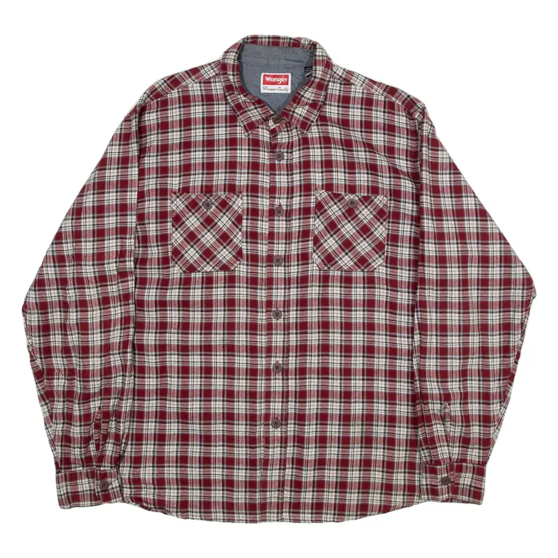 WRANGLER Premium Quality Mens Shirt Red Check Long Sleeve XL