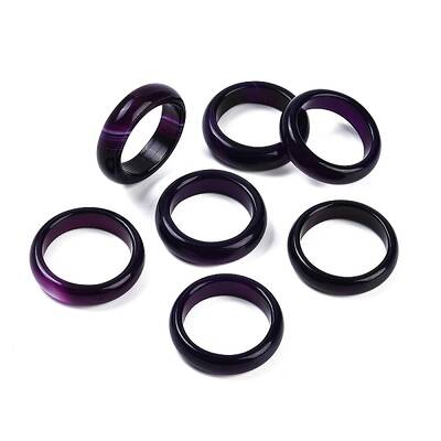 Dyed & Heated Natural Striped Agate/Banded Agate Finger Rings for Women