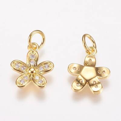 Brass Micro Pave Cubic Zirconia Charms