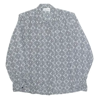 XTROVERT Womens Printed Shirt Black Collared Long Sleeve Geometric M