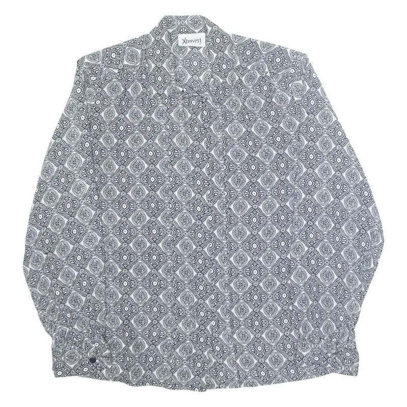 XTROVERT Womens Printed Shirt Black Collared Long Sleeve Geometric M