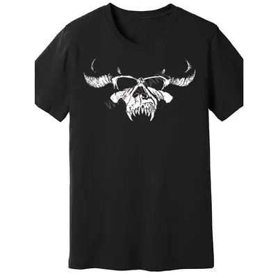 Mens Danzig Black T-Shirt - PR2 Skull Graphic, Short Sleeve, 100% Cotton, Casual Knit Tee, Machine Washable Mothers Day Gift