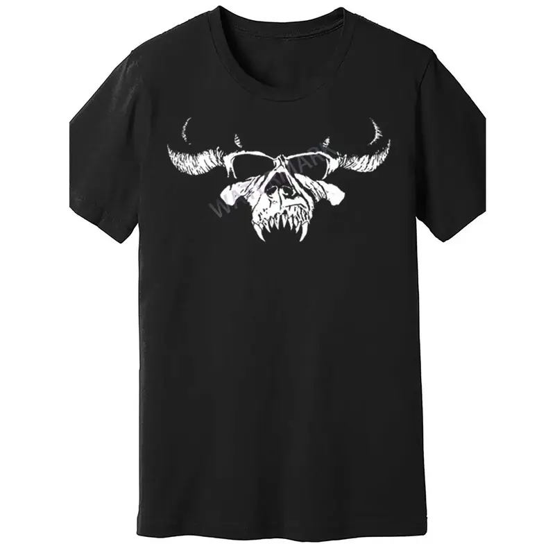 Mens Danzig Black T-Shirt - PR2 Skull Graphic, Short Sleeve, 100% Cotton, Casual Knit Tee, Machine Washable Mothers Day Gift