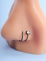 S-shaped Nose Studs, Nose Rings, Stainless Steel Nose Band Rings, Stud Earrings, Nostril Screw Nose Studs, Zirconia Nostril O...