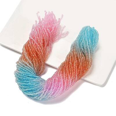 Transparent Painted Glass Beads Strands