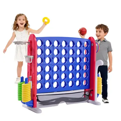 Garvee 4-in-1 Giant Connect Game Set – Adjustable Height, Basketball Hoop, Ring Toss and Net – Jumbo Outdoor Yard Game, Q...