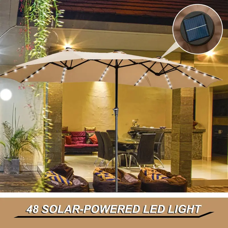 GDY 15ft Large Patio Umbrella, Double-Sided Outdoor With Rectangle Table, Patio Umbrellas without base ,fade resistant Large ...