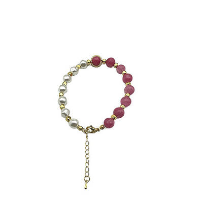Dyed Natural White Chalcedony Round Beaded Bracelet