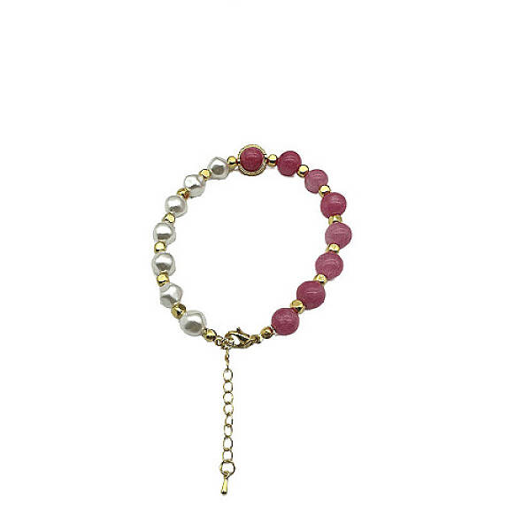Dyed Natural White Chalcedony Round Beaded Bracelet