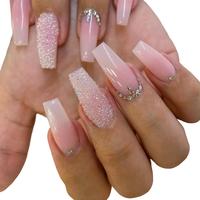Gradient Rhinestone Decor Press on Fake Nail for Women & Girls Nail Art, 24pcs/set Fashion Press on Nails & 1 Sheet Tape & 1 ...