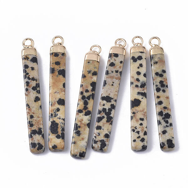 Top Golden Plated Natural Dalmatian Jasper Pendants