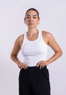 Organic Cotton Ribbed Tank Top, White | Size: S