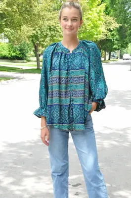 Splendour Button Top - Upcycled | Size: O/S | Color: Earth Tones