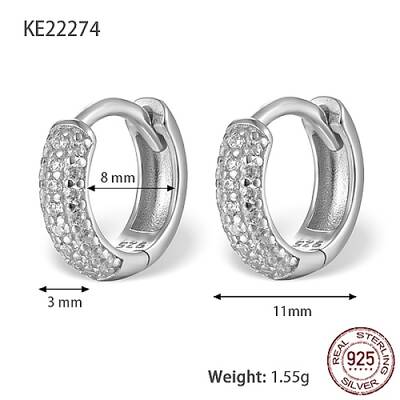 Anti-Tarnish Rhodium Plated 925 Sterling Sliver Micro Pave Cubic Zirconia Hoop Earrings