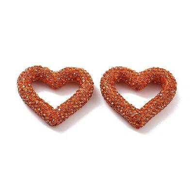 Heart Shape Polymer Clay Rhinestone Beads