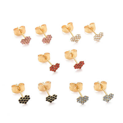 304 Stainless Steel Rhinestone Stud Earrings