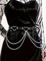 Women's Heart Decor Chain Belt, Fashionable Punk Style Buckles Waist Belt for Party, Daily Clothing Decor, Trendy All-match &...