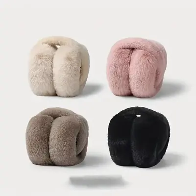 Women's Winter Earmuffs, Foldable, No Adjustable, Soft Polyester Fleece Ear Warmers with Stretchy Fit Perfect for Cold Weathe...