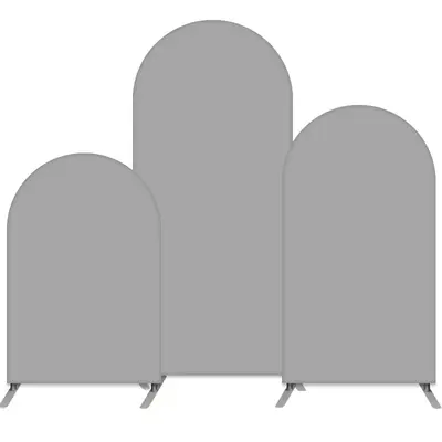 Aperturee Grey Solid Color Double Sided Arch Backdrop Kit For Party | Diy Round Arch Backdrop | Round Arch Backdrop Cover | C...