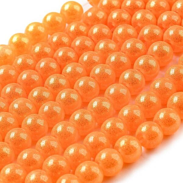 Spray Painted Glass Round Bead Strands