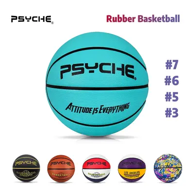 Psyche Rubber Basketball: Official Regulation Size 7 (29.5 inches) Rubber Basketball - Deep Channel Construction Streetball, ...