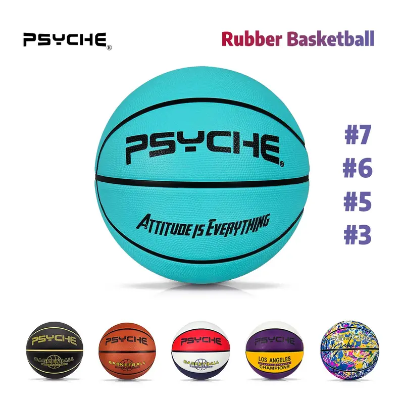 Psyche Rubber Basketball: Official Regulation Size 7 (29.5 inches) Rubber Basketball - Deep Channel Construction Streetball, ...