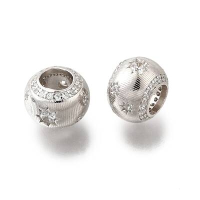 925 Sterling Silver Cubic Zirconia European Beads