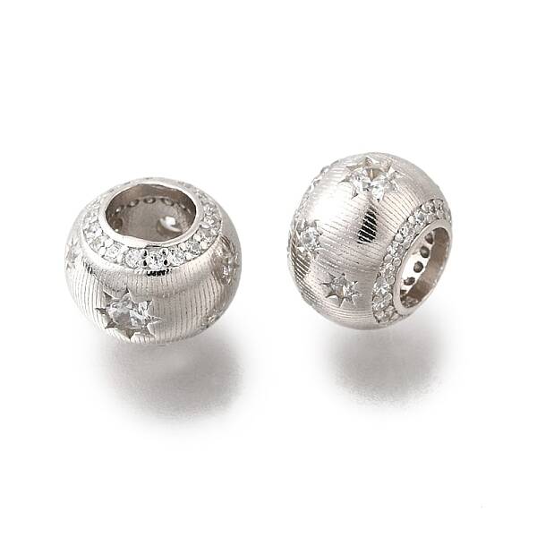 925 Sterling Silver Cubic Zirconia European Beads