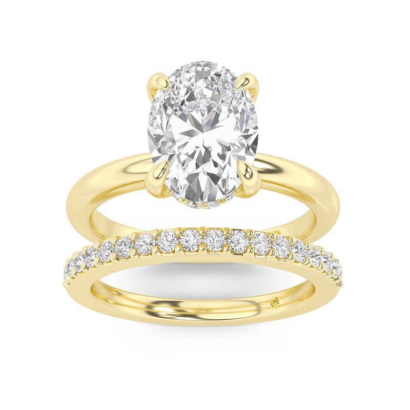 Fez Lab Grown Oval Shaped Diamond Engagement Ring with the Orion Wedding Band | 10K Yellow Gold 3 1/3 ct. tw.