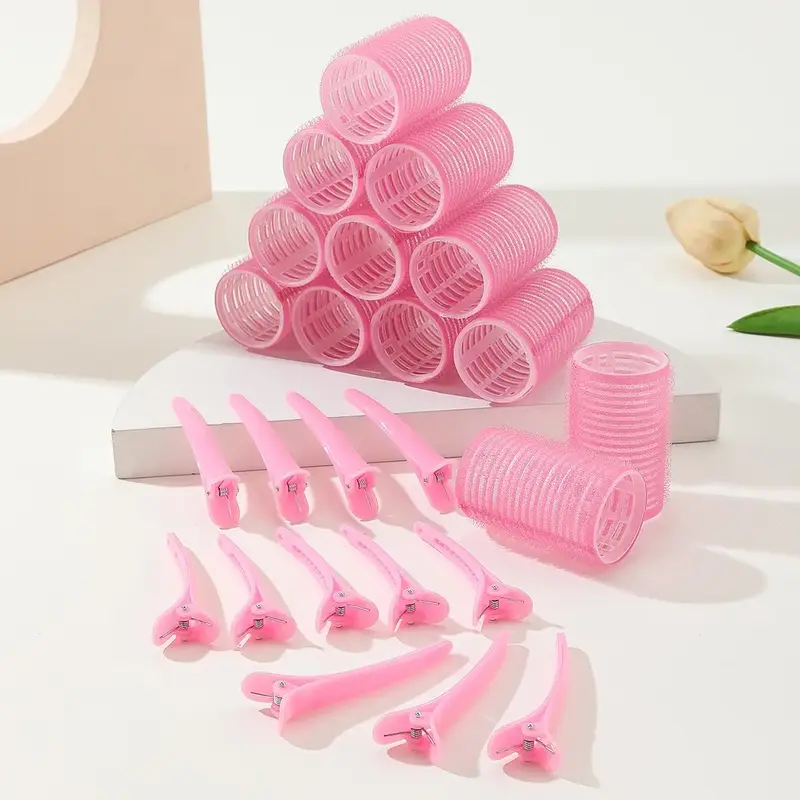 No Heat Hair Curlers, 24pcs/set Including 12 Hair Rollers and 12 Clips, Heatless Hair Styling Tools for Women & Girls, for Ho...