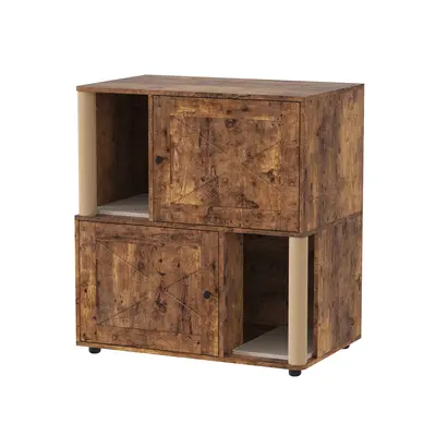 Garvee Double Cat Litter Box Enclosure Furniture for 2 Cats – Modern 2-Tier Wooden Cabinet with Hidden Odor Control, Markin...