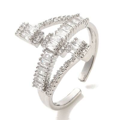 Brass Micro Pave Cubic Zirconia Rings for Women