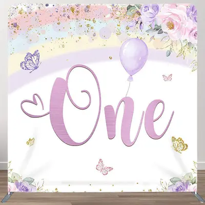 Aperturee Rainbow Butterfly One Fabric Backdrop Cover for Birthday - Aperturee