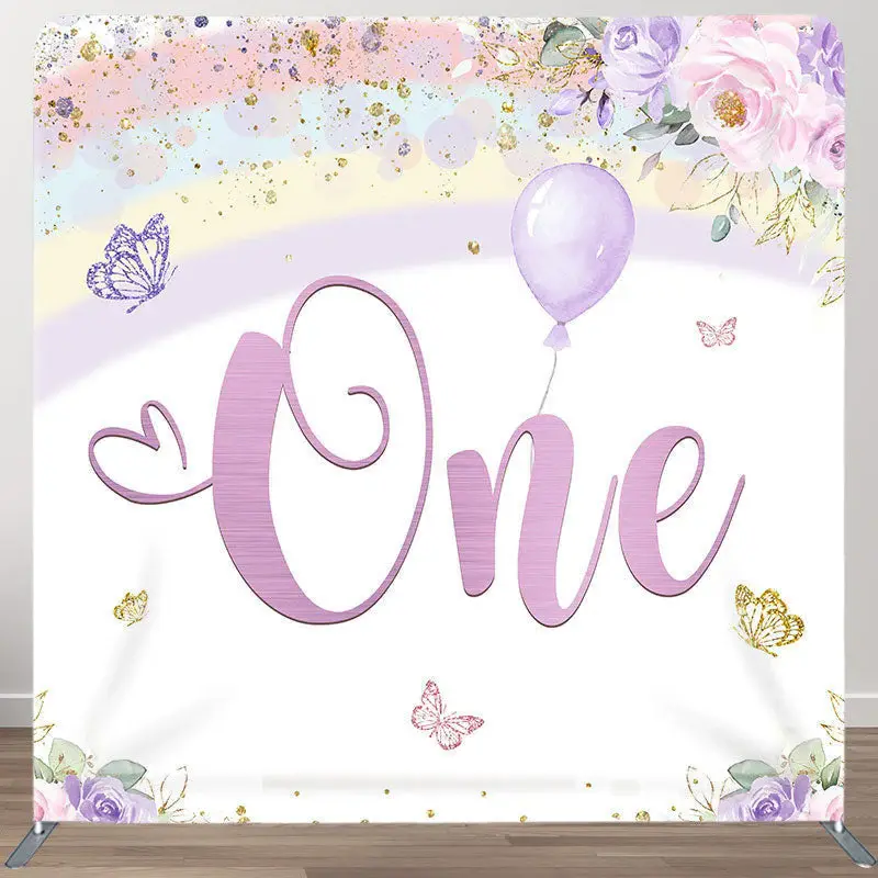 Aperturee Rainbow Butterfly One Fabric Backdrop Cover for Birthday - Aperturee