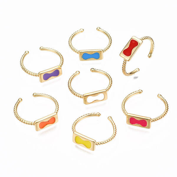 Brass Enamel Cuff Rings