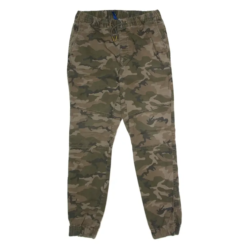 H&M DIVIDED Cuffed Camouflage Cargo Mens Trousers Green Regular Tapered W30 L28