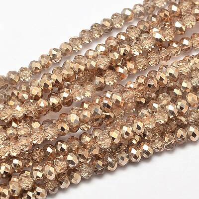 Faceted Rondelle Transparent Painted Glass Beads Strands