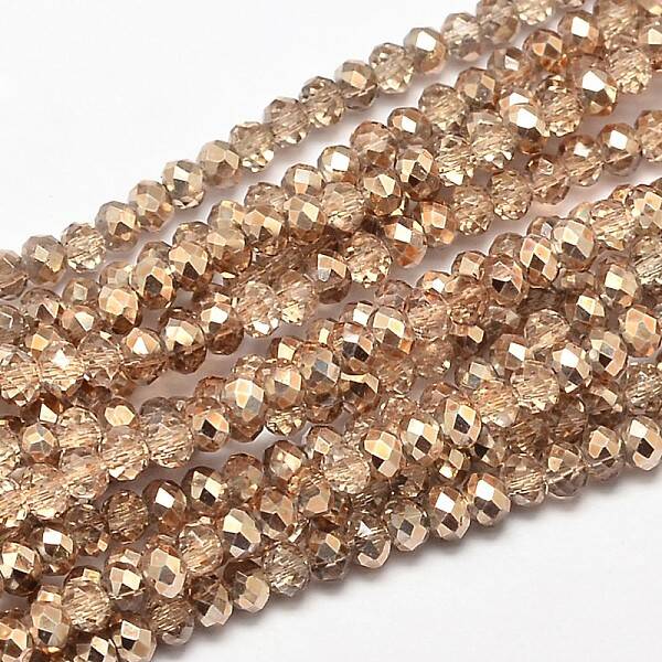 Faceted Rondelle Transparent Painted Glass Beads Strands