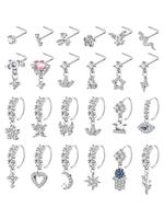 Women's Elegant Rhinestone Decor Charm Nose Ring Jewelry, Cute Gifts for Her, Trendy Exquisite Nose Piercing Jewelry, Chic Bo...