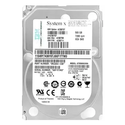 42D0707 IBM 500GB 7200 RPM 2.5-inch 6Gb/s SAS Hard Drive