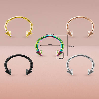 5Pcs 316L Surgical Stainless Steel Spike Circular/Horseshoe Barbell Nose Rings