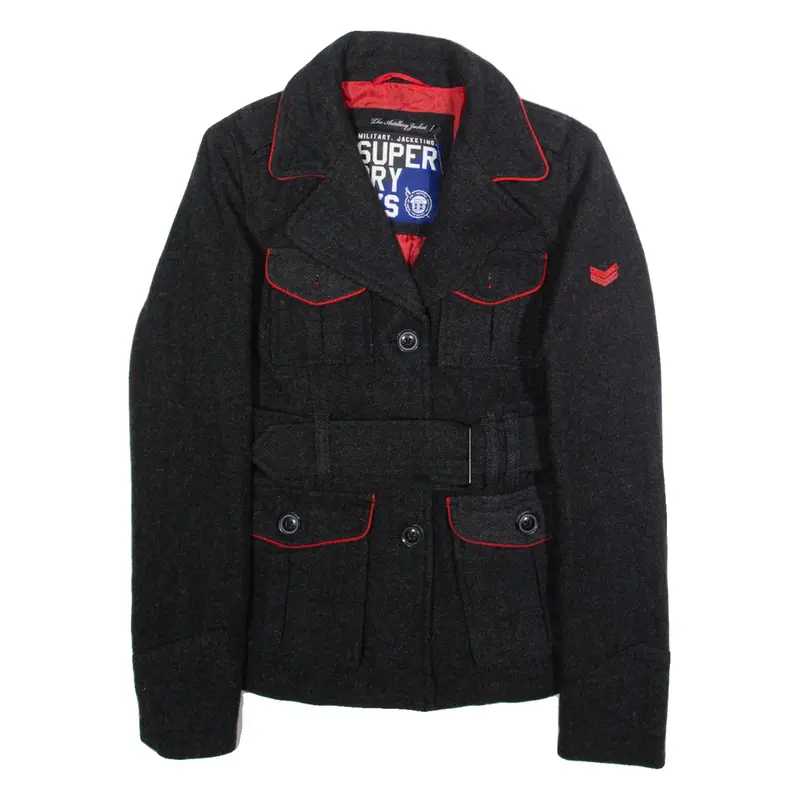 SUPERDRY Womens Jacket Grey Wool XXS